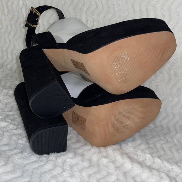 ASOS Black Ankle Strap Platform Block Heels - Picture 6 of 7